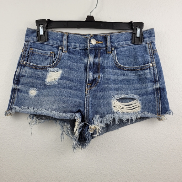 BULLHEAD Denim Co Blue Distressed High-Rise Short Size 25 - Picture 2 of 10